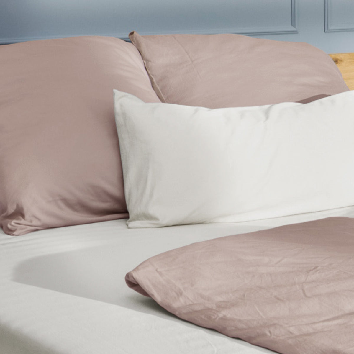 Bettwäsche aus Biobaumwolle in beige und dusty rose