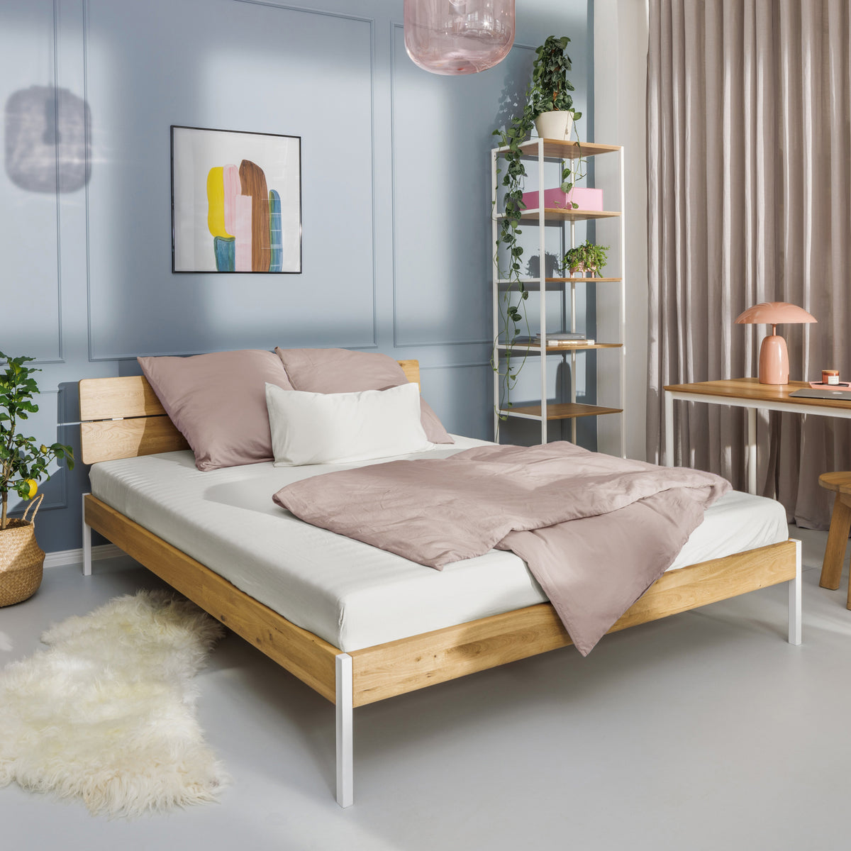 Bettwäsche aus Biobaumwolle beige und rose