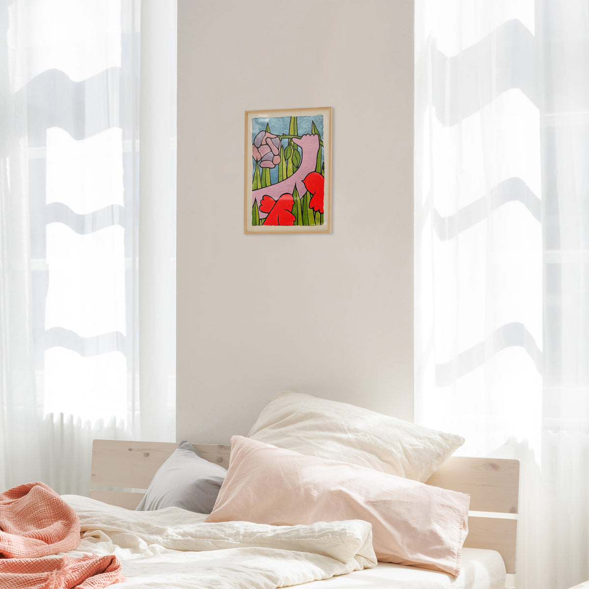 Unikat Kunstwerk von Emma Rytoft rosa, grün blau