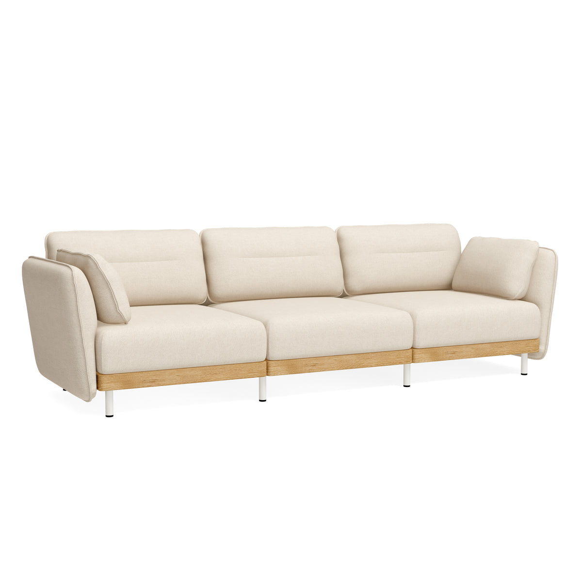 Sofa Mio Design Soft Weiß mit weicher Lehnen und Eichen Rahmen