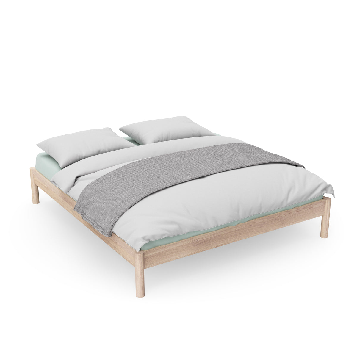 Design Bett Ærø massives Eichenholz hell geölt - runde Beine