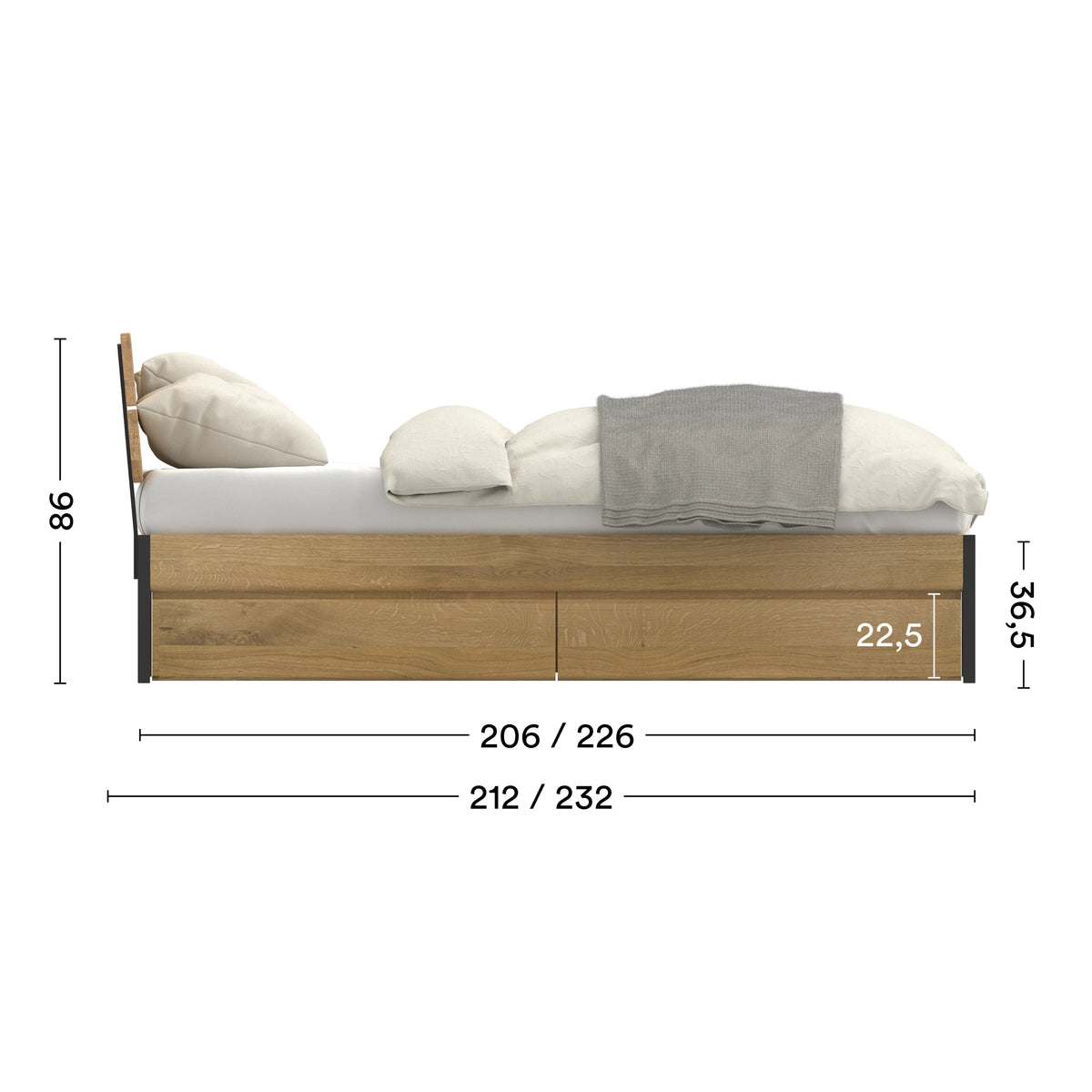 Maße Bett Luna Storage