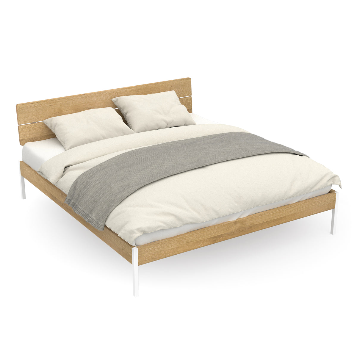 Modernes Design Bett aus heller Eiche mit Kopfteil