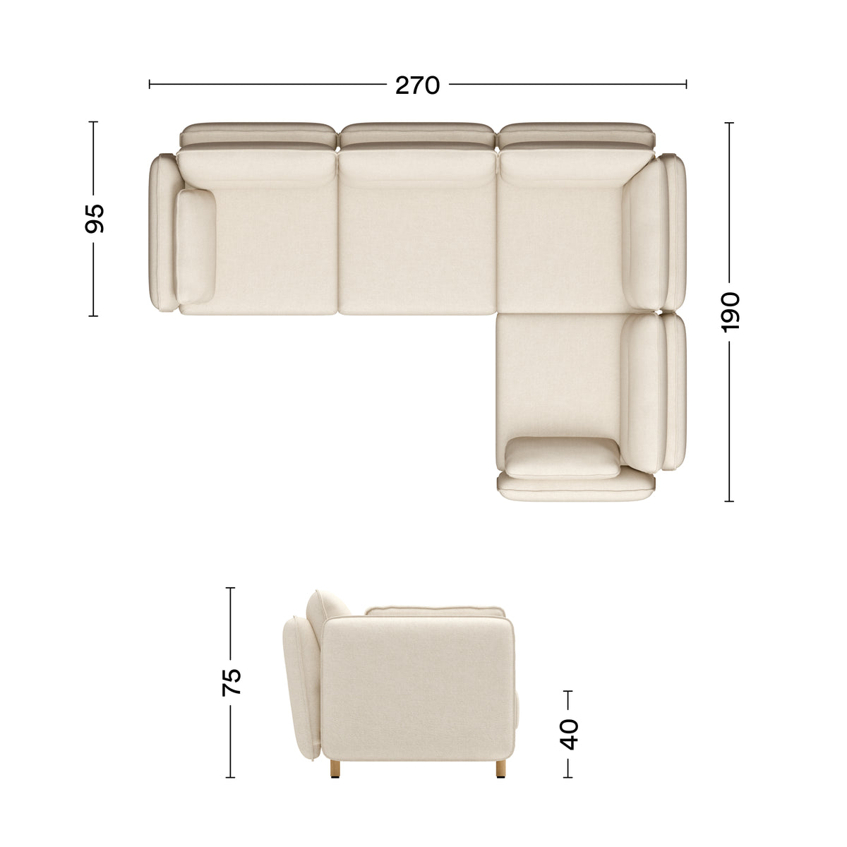Maße Ecksofa Mio 4-Sitzer