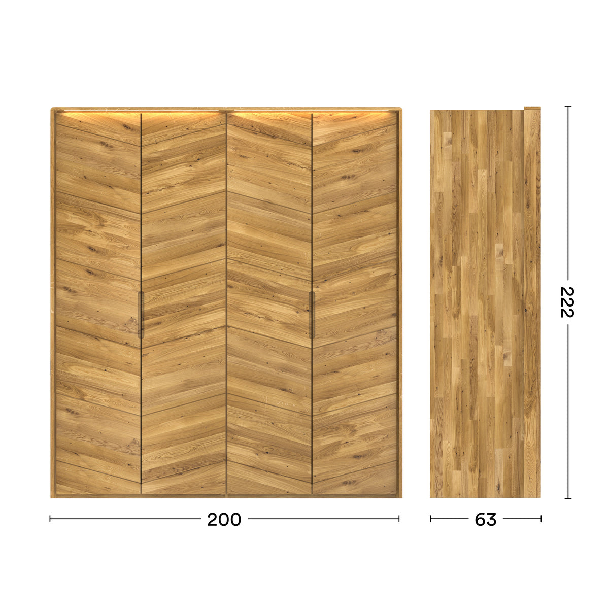 Maße modularer Kleiderschrank Prenzlauer Berg 4 Türer 2 Meter